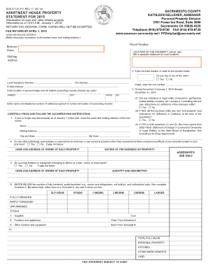 California Apartment House Property Statement