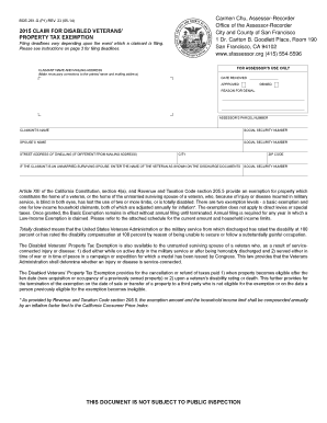 California Disabled Veterans Property Tax Exemption Form