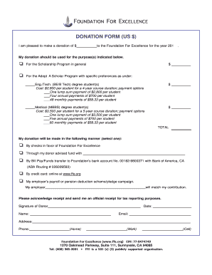 Foundation For Excellence Donation Form