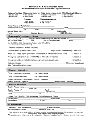 Universal 17-P Authorization Form