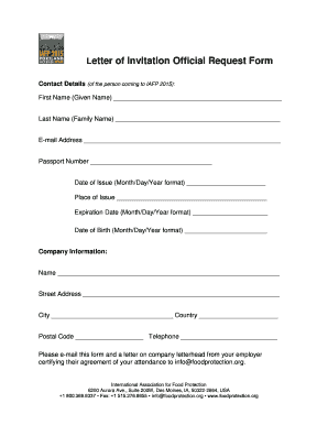 Letter of Invitation Request Form - International Association for Food ... - foodprotection