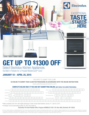 Electrolux Appliance Rebate Form