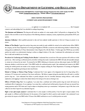 Texas Drug Testing Consent Form