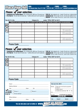 Advertisement Placement Form