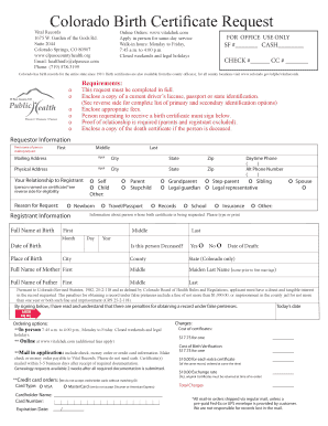 Colorado Birth Certificate Request Form