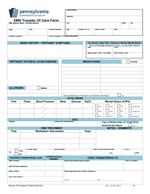 EMS Transfer of Care Form