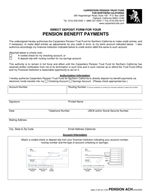 Carpenters Pension Trust Fund Direct Deposit Form