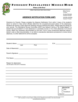 Absence Notification Form