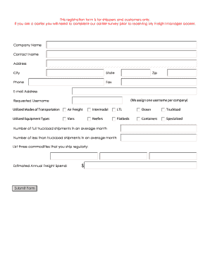 Freight Manager Registration Form