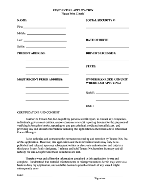 Residential Rental Application