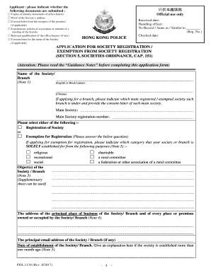 Hong Kong Society Registration Application