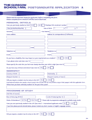 Postgraduate Application Form