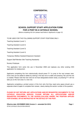 School Support Staff Application Form