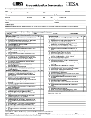 Pre-participation Physical Examination Form