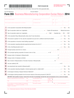 Massachusetts Business Corporation Excise Return Form 355