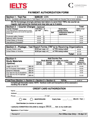 IELTS Payment Authorization Form