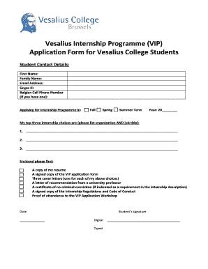 vip application form