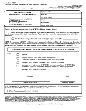 Petition for Express Abandonment to Obtain a Refund