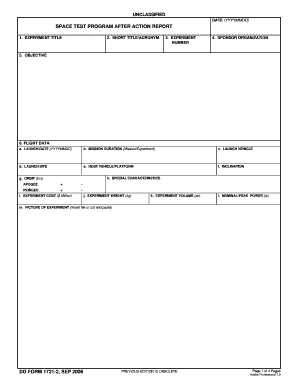 Army aar template - DD Form 1721-2, Space Test Program After Action Report, September 2006. Sell sheet for the Magnecraft 725 power relay - dtic