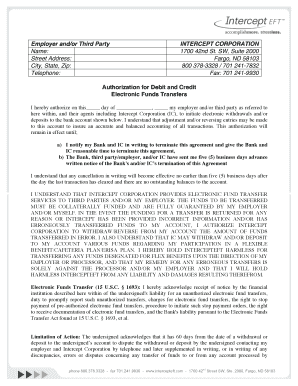 Authorization for Debit and Credit Electronic Funds Transfers