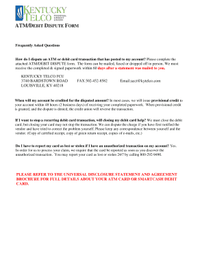 ATM Debit Dispute Form