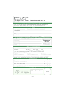 American Express Corporate Card Direct Debit Request Form