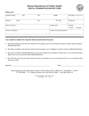Illinois Dental Examination Waiver Form