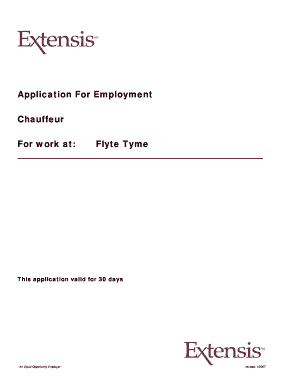 Chauffeur Employment Application