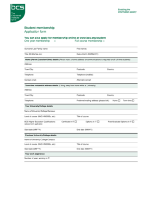 Student Membership Application Form