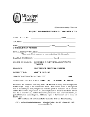Request for Continuing Education Units