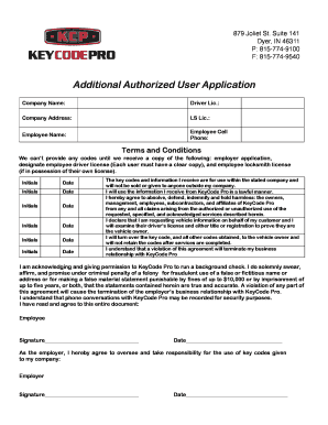 Additional Authorized User Application