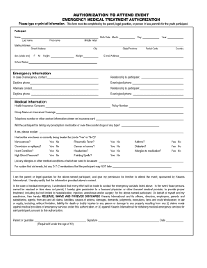 Emergency Medical Treatment Authorization