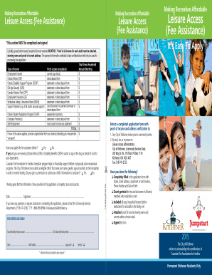 Leisure Access Fee Assistance Application