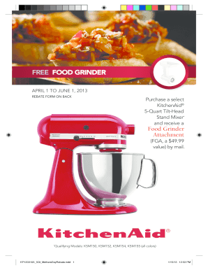 KitchenAid Food Grinder Rebate Form
