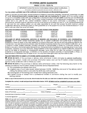 KitchenAid Fit System Limited Guarantee