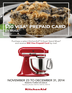 KitchenAid 5-Quart Stand Mixer Rebate Form