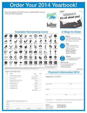 2014 Yearbook Order Form