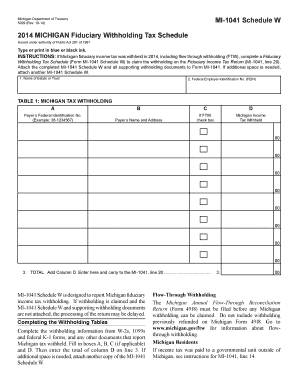 Michigan Fiduciary Withholding Tax Schedule