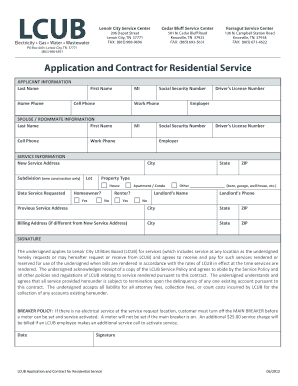 LCUB Application and Contract for Residential Service