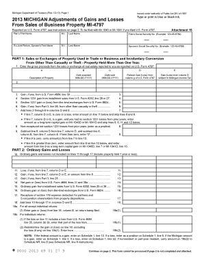 Michigan Adjustments of Gains and Losses from Sales of Business Property