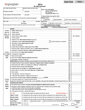 Springfield MI 2014 Individual Income Tax Return