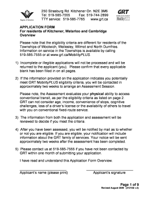 GRT MobilityPLUS Application Form