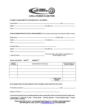 Loss or Damage Claim Form