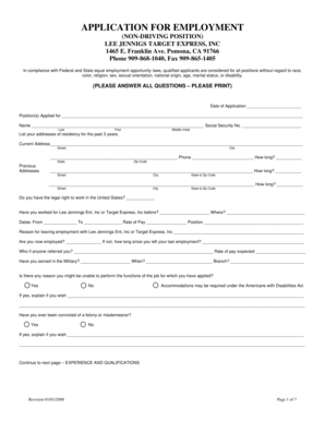 Application for Employment (Non-Driving Position)