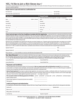 Rick Steves Tour Application Form