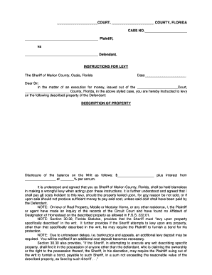 Florida Instructions for Levy