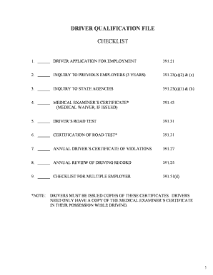 Commercial Driver Application Form