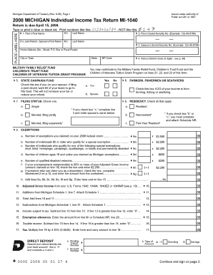 2008 Michigan Individual Income Tax Return MI-1040