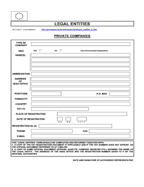 EU Legal Entities Form