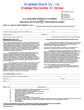 US Customs Power of Attorney